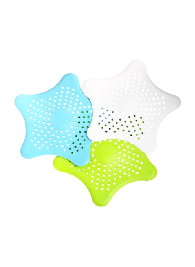 3-Piece Silicone Drain Strainer Green/White/Blue