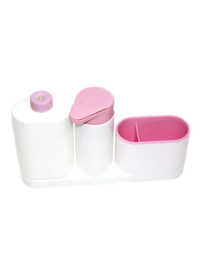 Bath Accessories Set White/Pink