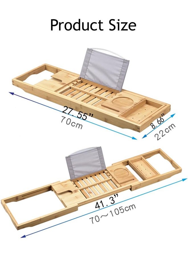 Bathtub Bamboo Stand Holder Adjustable Bath Tray With Luxury Book Rest Device Tablet Kindle Ipad Smart Phone for A Home Spa Experience Yellow