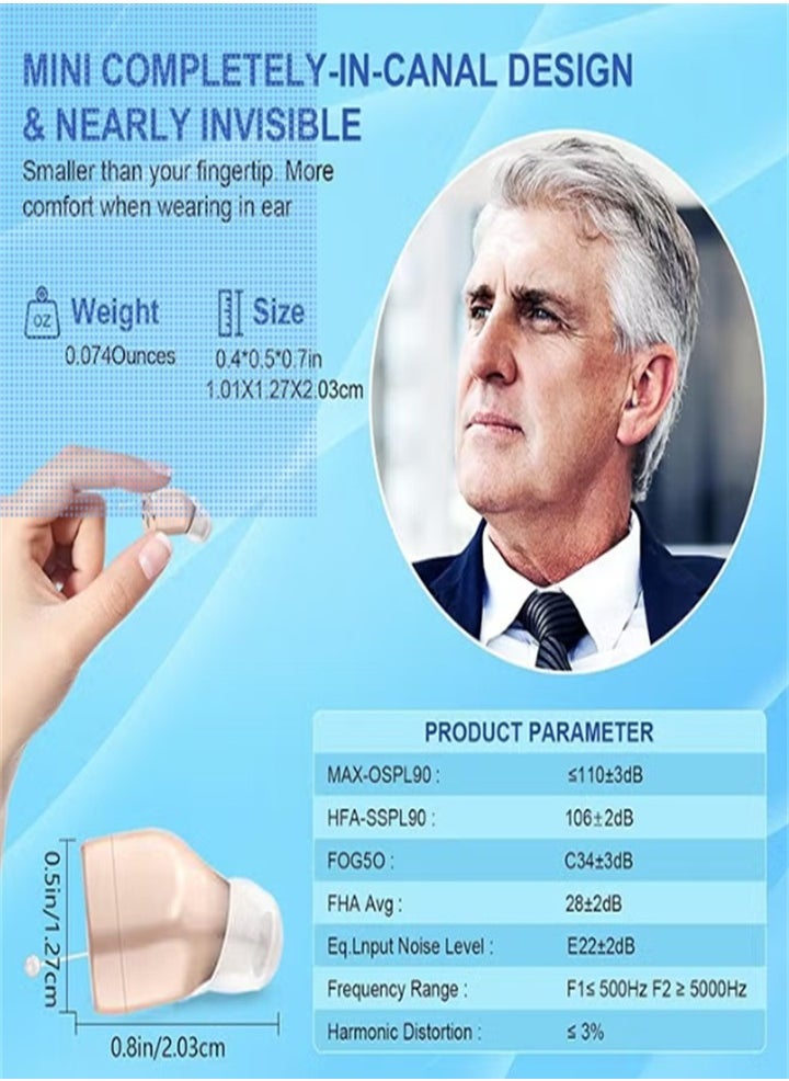 Hearing Aids, Invisible Magnetic Assistive Listening Devices, Contact Charging Box with LED Power Display (Black)