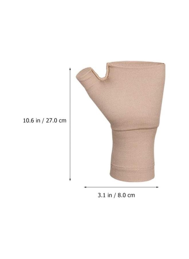 1 Pair Wrist Thumb Support Sleeve Arthritis Compression Gloves Fingerless Sports Wrist Brace for Arthritis Carpal Tunnel Therapy Wrist Pain Relief Heat Effect L