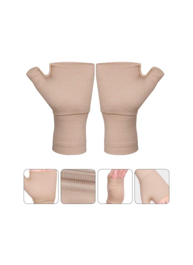 1 Pair Wrist Thumb Support Sleeve Arthritis Compression Gloves Fingerless Sports Wrist Brace for Arthritis Carpal Tunnel Therapy Wrist Pain Relief Heat Effect L