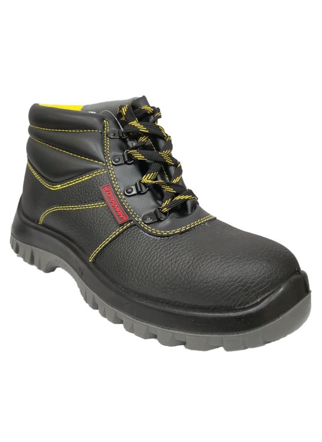 LZ 10 Long Safety Shoes for Men | Antistatic, Anti-Slip, Water Resistant, Oil & Acid Resistant | Double Density with Steel Toe | Lighweight, Excellent Grip & Comfort | Size-42