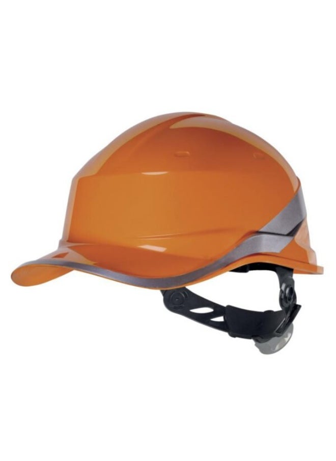 Diamond Safety Helmet with Reflective Strip for Construction & Outdoor Activities | Adjustable Chin Strap & Ratchet Type Adjustment | Lightweight, Comfortable & Durable Hard Hat | Orange