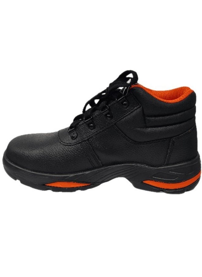 Simba Black Leather Safety Shoes for Men | Antistatic, Anti-Slip, Oil & Heat Resistant | Double Density with Steel Toe | Size-40