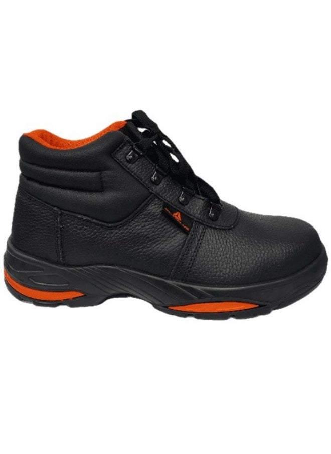 Simba Black Leather Safety Shoes for Men | Antistatic, Anti-Slip, Oil & Heat Resistant | Double Density with Steel Toe | Size-40