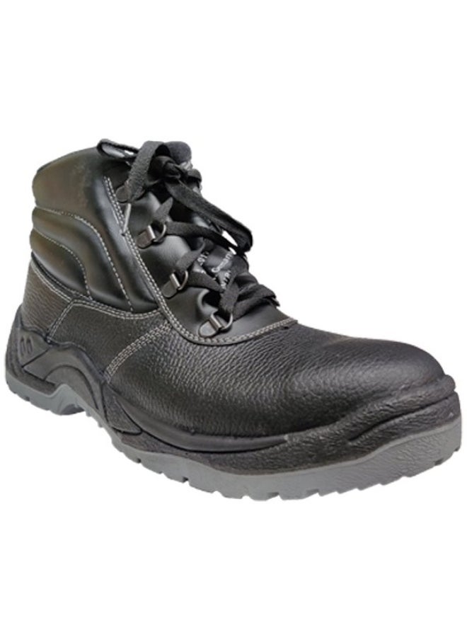 High Ankle Black Safety Shoes for Men Atlanta S1P | Steel Toe, Anti-Slip, Puncture-Resistant Safety Shoes for Industrial Use | Double Density with PU Sole | Size-45