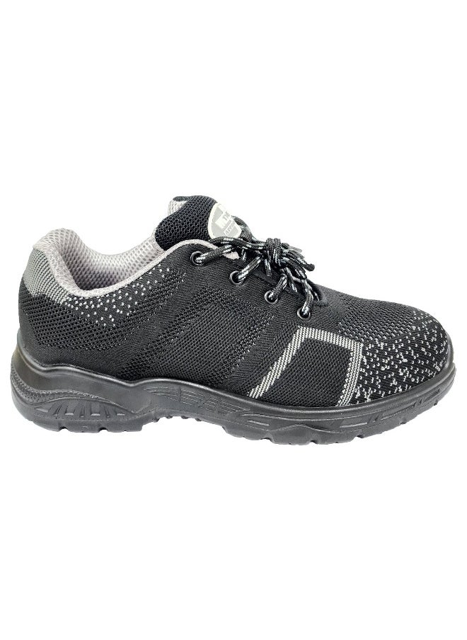 Titan Black Fly-Knit Safety Shoes for Men | Antistatic, Anti-Slip, Water Resistant, Oil & Acid Resistant | Double Density with Steel Toe | Lighweight, Excellent Grip & Comfort | Size-46