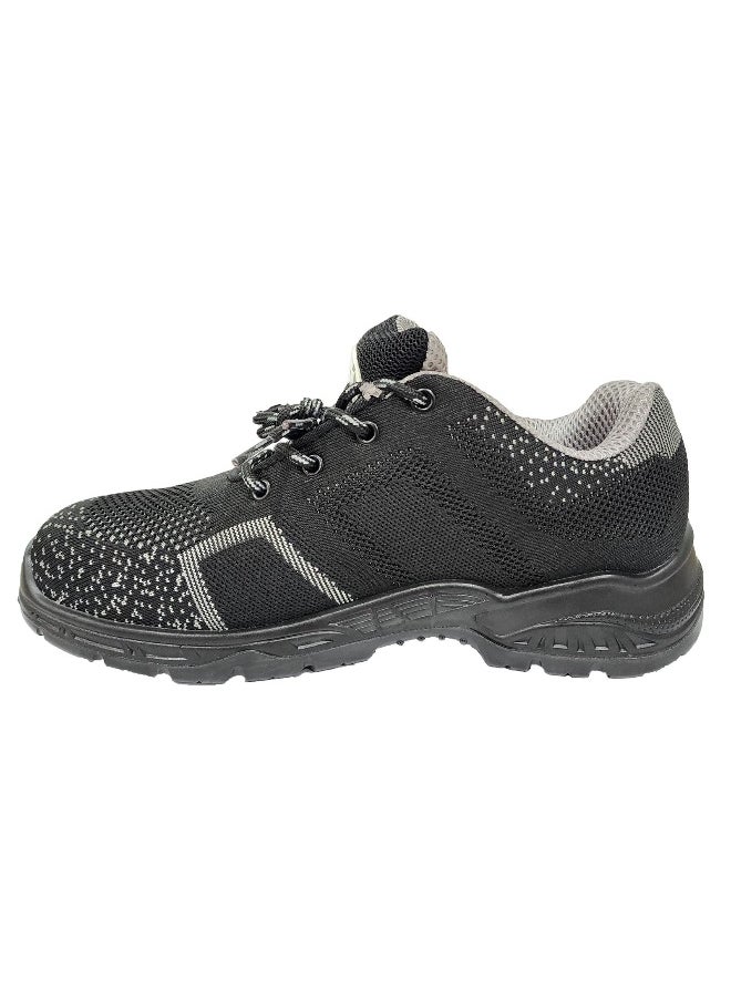 Titan Black Fly-Knit Safety Shoes for Men | Antistatic, Anti-Slip, Water Resistant, Oil & Acid Resistant | Double Density with Steel Toe | Lighweight, Excellent Grip & Comfort | Size-46