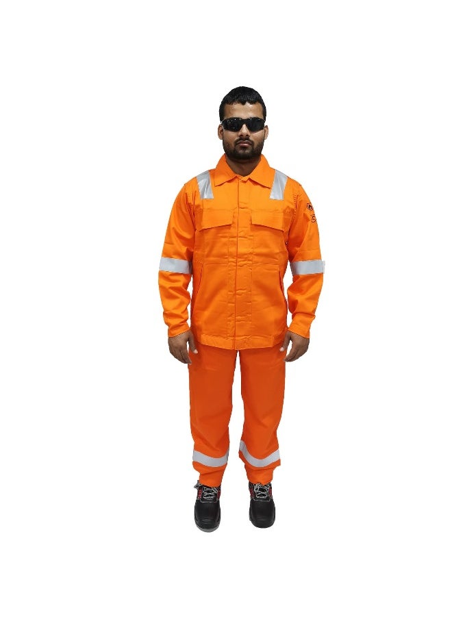 FR Pyrovatex 2-Piece Suit –Flame-Resistant Workwear for High-Heat Environments, Orange | Size -2XL