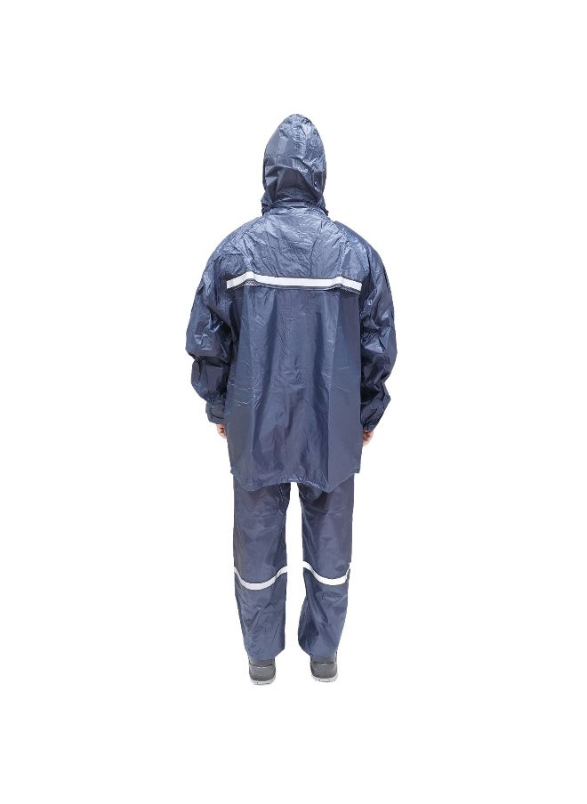 Rainsuit DW04 Poly Reflective Tapes for High Visibility | Waterproof Workwear with Reflective Strips for Enhanced Safety | Navy | Size-L