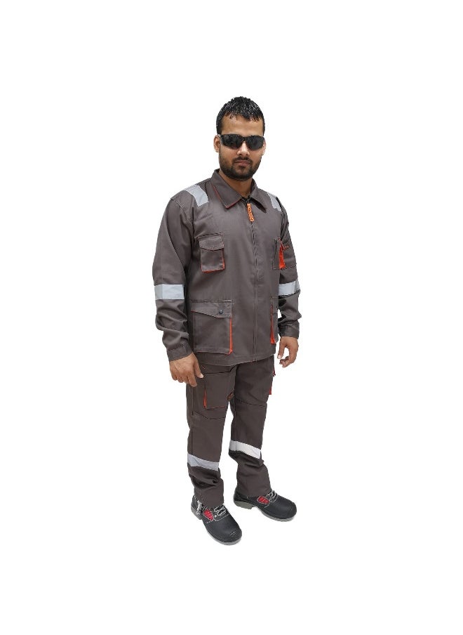 Power Pant and Jacet Protective Workwear Suit – Grey, Durable & Comfortable Workwear – Ideal for Industrial & Construction Use – Size XL