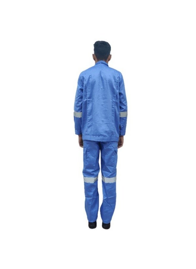 Armour Production Heavy-Duty Protective WorkwearReflective Coverall | Full-Body Industrial Safety Suit & Breathable Fabric for Construction, Manufacturing & Hazardous Environments | Petrol Blue | Size-L