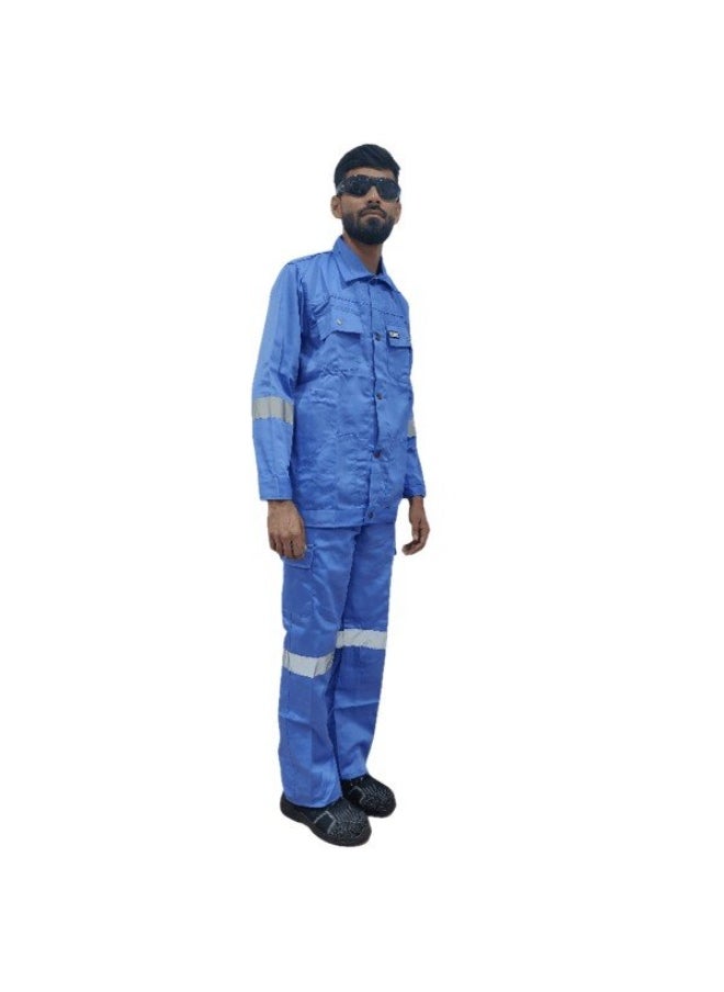 Armour Production Heavy-Duty Protective WorkwearReflective Coverall | Full-Body Industrial Safety Suit & Breathable Fabric for Construction, Manufacturing & Hazardous Environments | Petrol Blue | Size-L