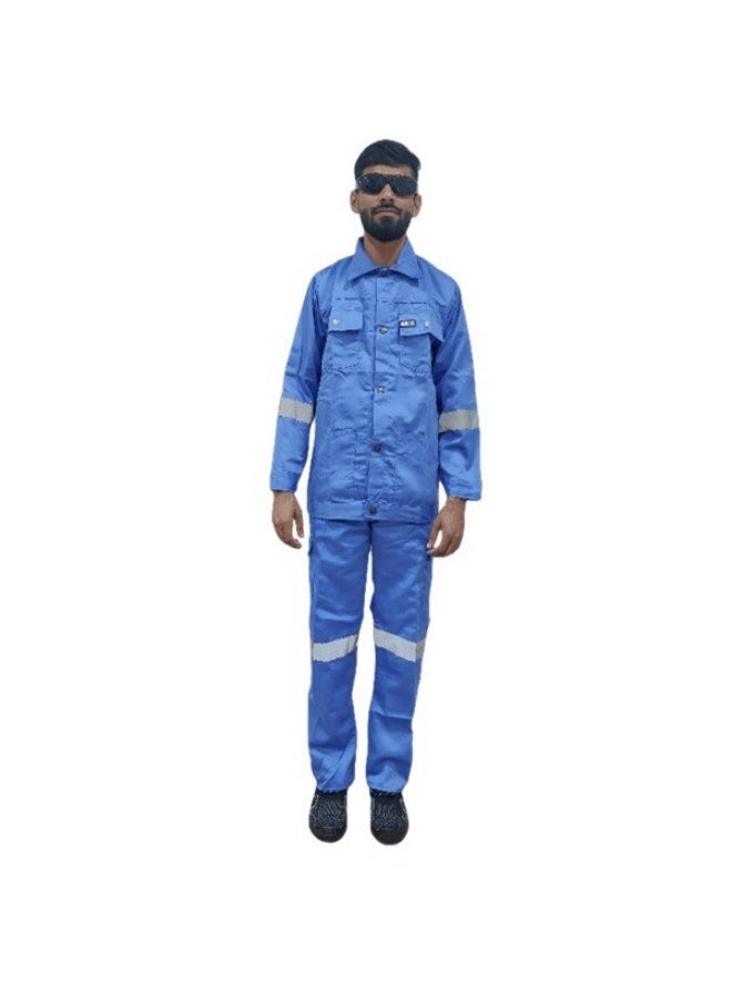 Armour Production Heavy-Duty Protective WorkwearReflective Coverall | Full-Body Industrial Safety Suit & Breathable Fabric for Construction, Manufacturing & Hazardous Environments | Petrol Blue | Size-L