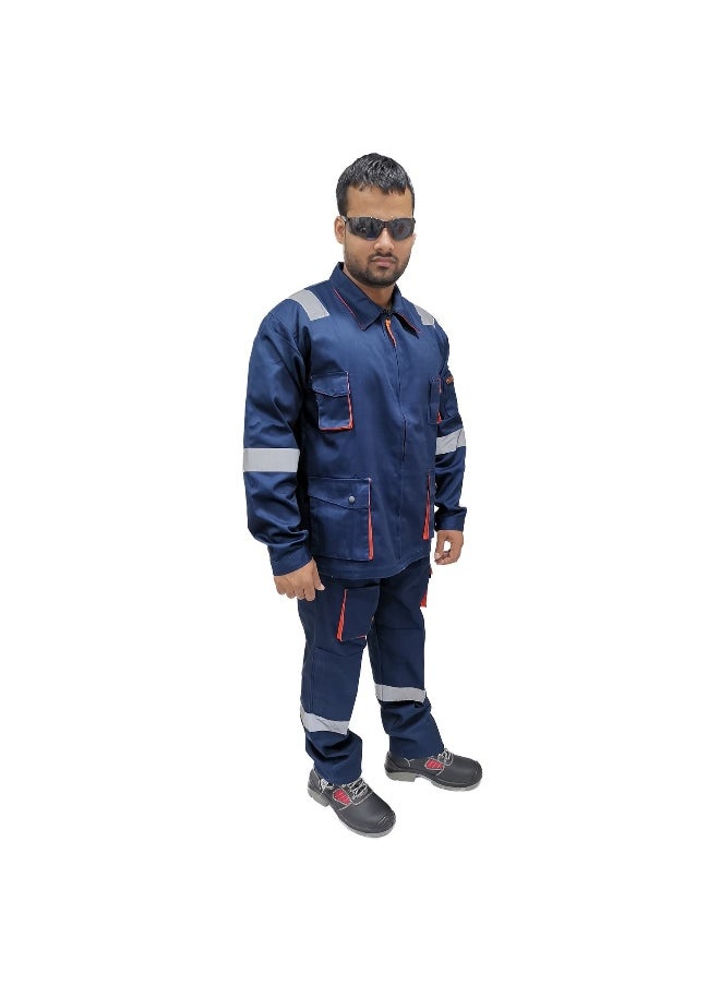 Power Pant and Jacket Protective Workwear Suit – Navy, Durable & Comfortable Workwear – Ideal for Industrial & Construction Use – Size-M