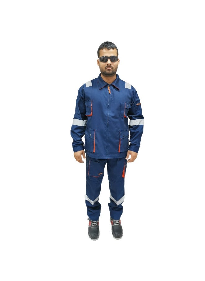 Power Pant and Jacket Protective Workwear Suit – Navy, Durable & Comfortable Workwear – Ideal for Industrial & Construction Use – Size-M