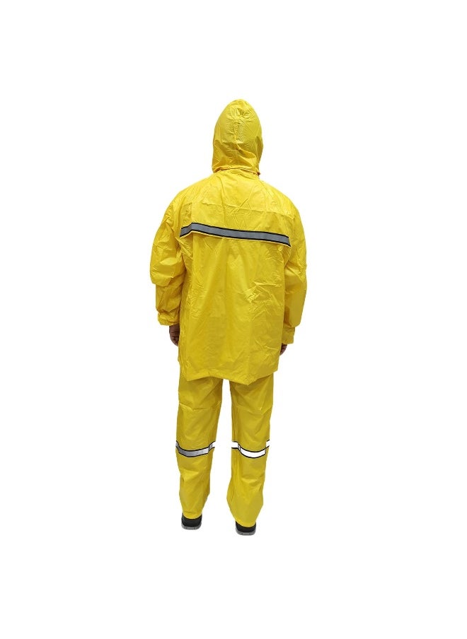 Rainsuit DW04 Poly Reflective Tapes for High Visibility | Waterproof Workwear with Reflective Strips for Enhanced Safety | Yellow | Size-XL