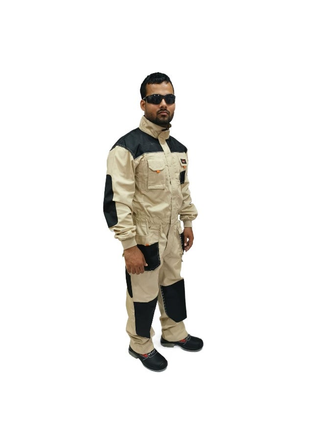 TAHA Safety Neo Beige Coverall – Protective Workwear for industrial and Hazardous Environment | Size-M