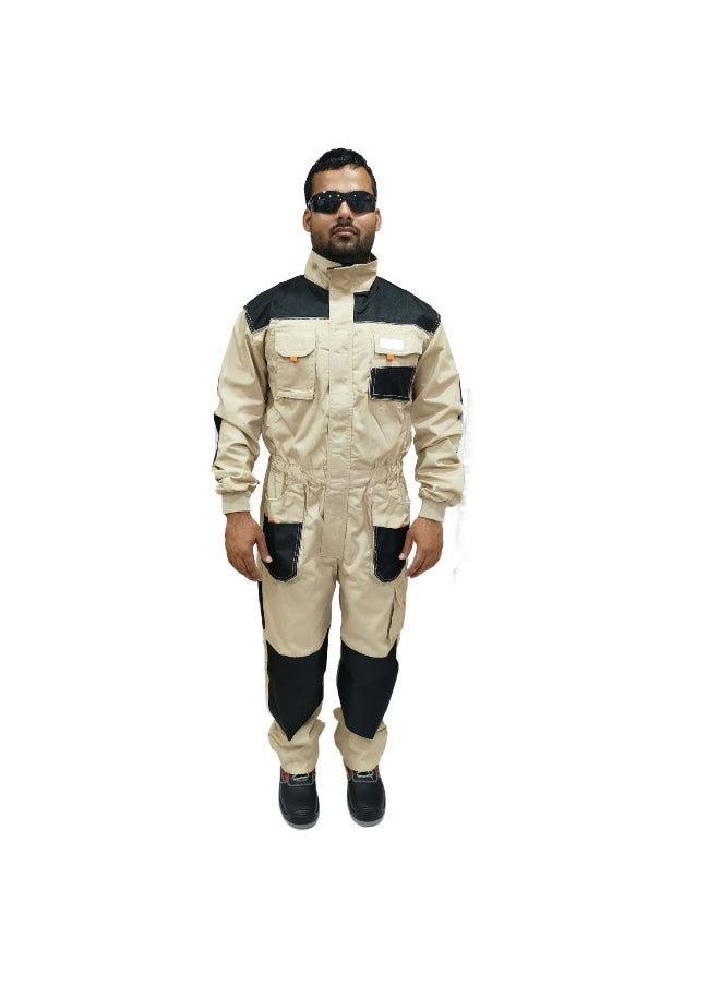 TAHA Safety Neo Beige Coverall – Protective Workwear for industrial and Hazardous Environment | Size-M