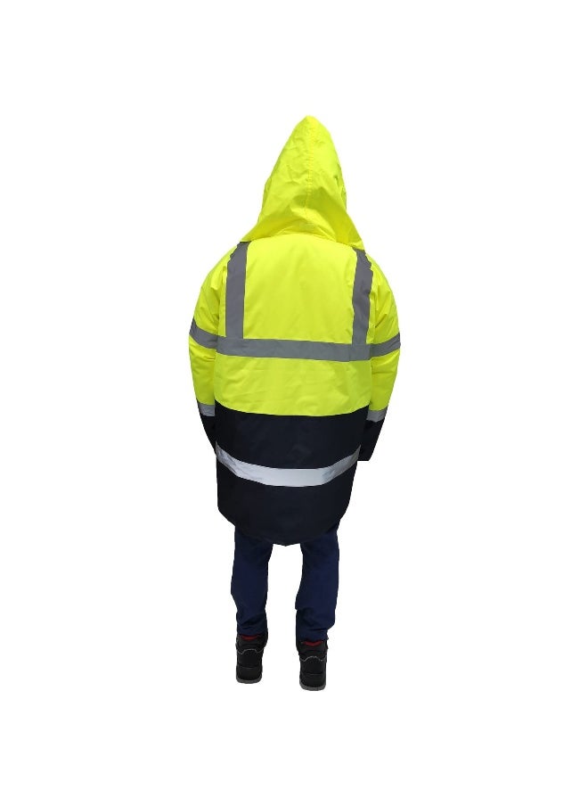 GL-05 Parka Jacket – High-Visibility  Yellow and Blue,, Waterproof, and Insulated Work Jacket – Warm & Protective for Outdoor & Industrial Use | Size-M