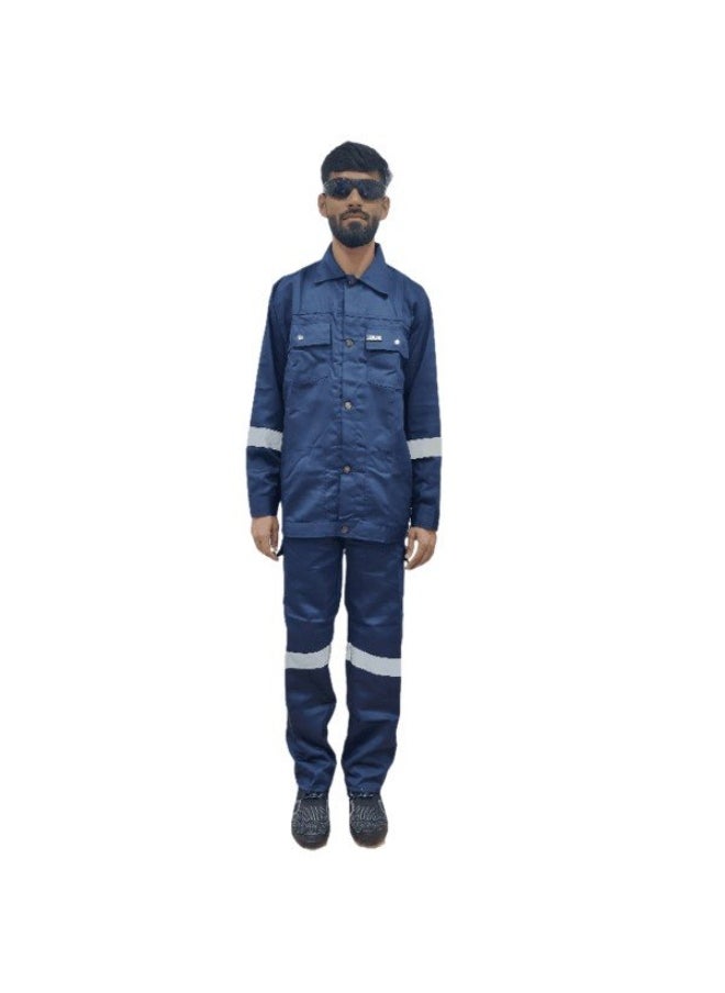 Armour Production Heavy-Duty Protective WorkwearReflective Coverall | Full-Body Industrial Safety Suit & Breathable Fabric for Construction, Manufacturing & Hazardous Environments | Navy | Size-4XL