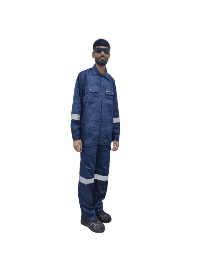 Armour Production Heavy-Duty Protective WorkwearReflective Coverall | Full-Body Industrial Safety Suit & Breathable Fabric for Construction, Manufacturing & Hazardous Environments | Navy | Size-4XL