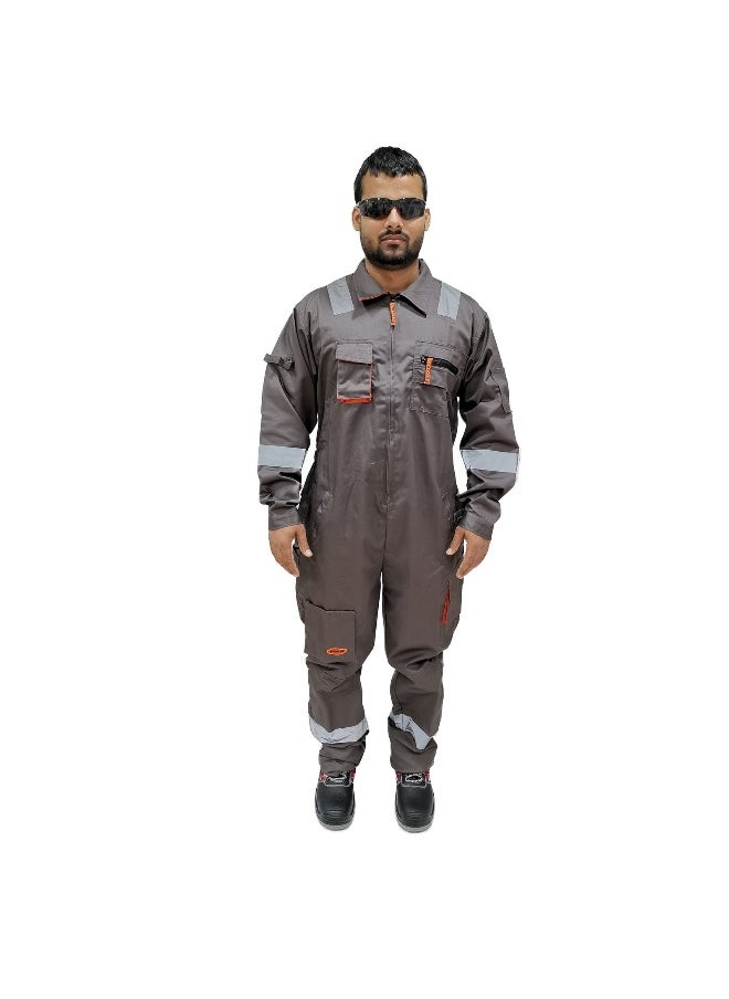 Protective Coverall –  Durable & Comfortable Fit, Full Body Coverall Ideal for Industrial & Construction Use |  Grey | Size-4XL