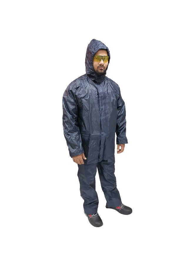 DW06 Polyester Rainsuit with Lining Reflective Strips | Premium Waterproof Workwear for All-Weather Protection | Navy | Size-2XL