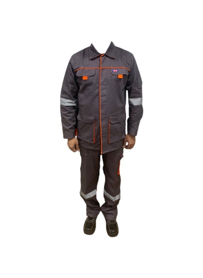 Power European Jacket and Pant Suit Workwear | Durable Workwear for Professional and Industrial Use | Grey | Size-L