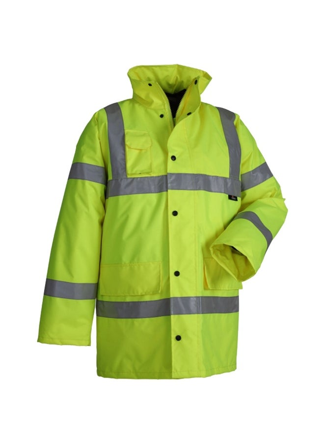 High Visibility Parka JK01 Reflective Jacket - 100% Polyester, Reflective Safety Workwear for Maximum Visibility | Multiple Pocket | Yellow | Size-2XL