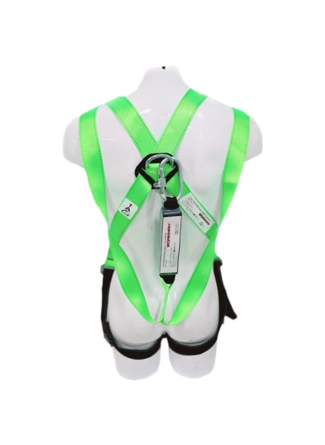 JS43 Full Body Safety Harness with Adjustable Chest & Thigh straps with ideally positioned Sit Strap | 1.2 Meter landyard with shock absorber and 2 big Carbiner Hooks | Construction Harness & Fall Protection Gear