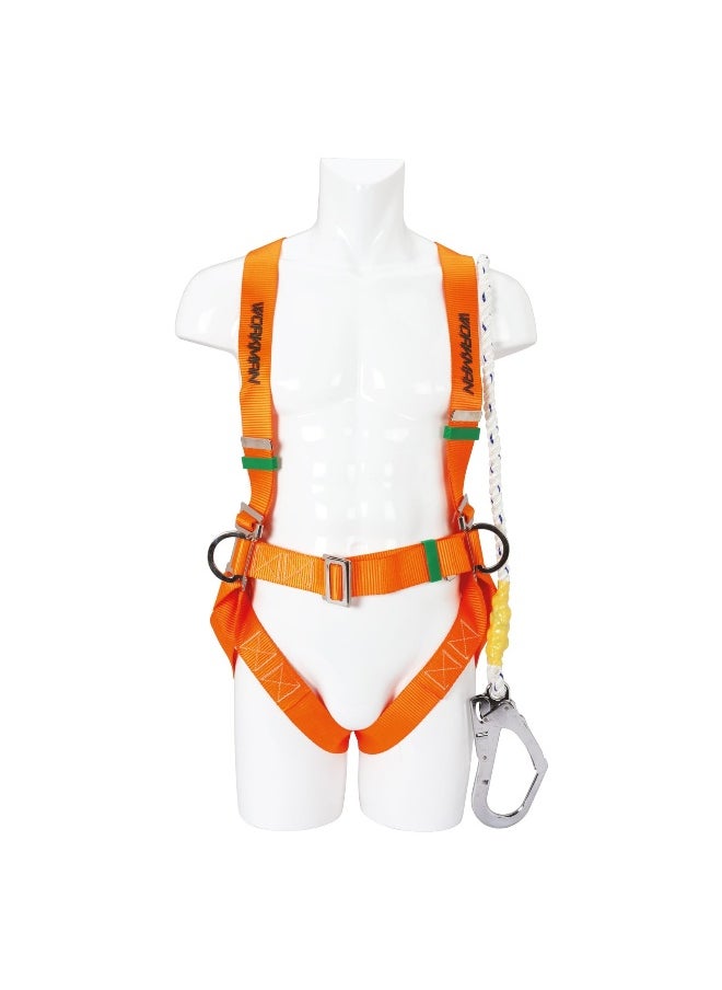 WK25 Fall Arrest Harness with PE Belt with Rope and Big Hook | Safety Harness with Waist Support Construction Harness & Fall Protection