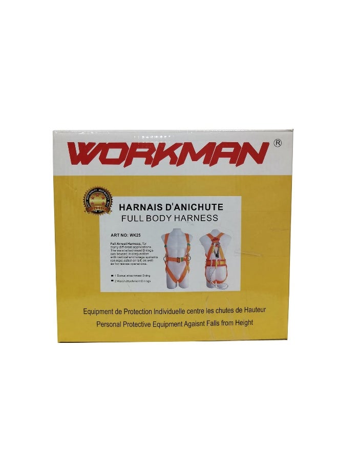 WK25 Fall Arrest Harness with PE Belt with Rope and Big Hook | Safety Harness with Waist Support Construction Harness & Fall Protection