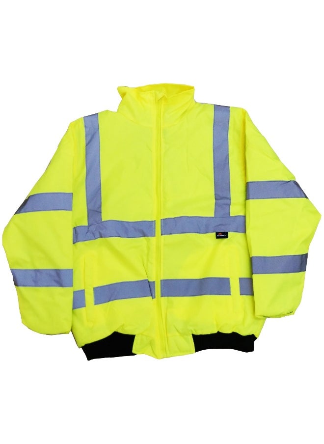 JK260 High Visibility Reflective Bomber Jacket | Durable, Weather-Resistant Safety Jacket for Construction & Outdoor Work | Yellow | Size-XL