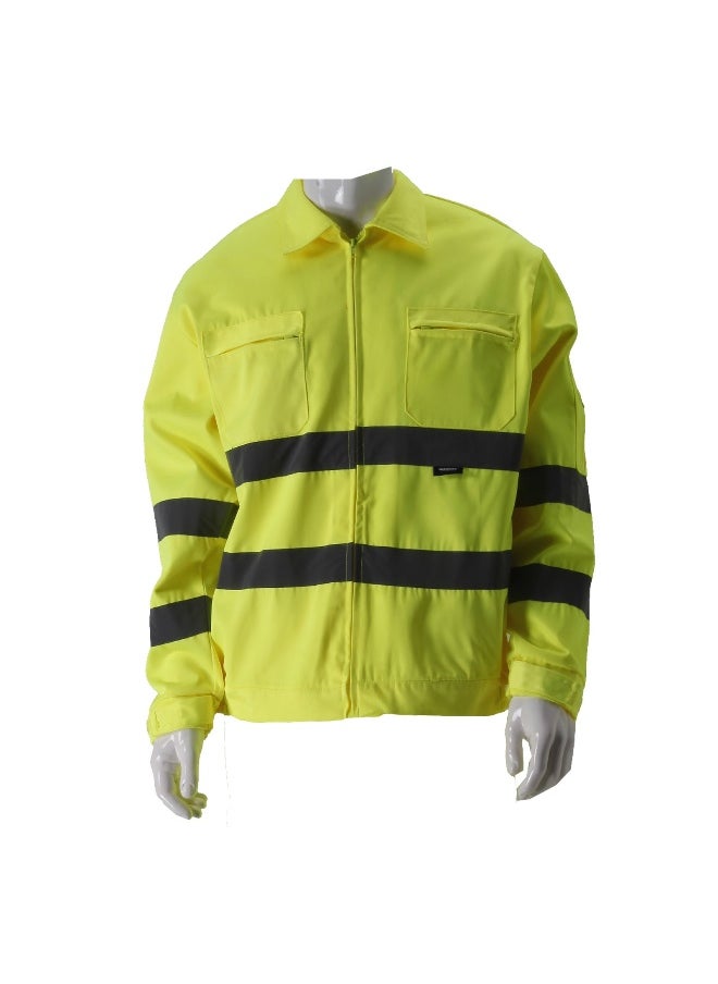 High Visibility TC06 Reflective Jacket 100% Polyester, Safety Workwear for Maximum Visibility for Industrial Use & Safety Purpose | Yellow | Size-M