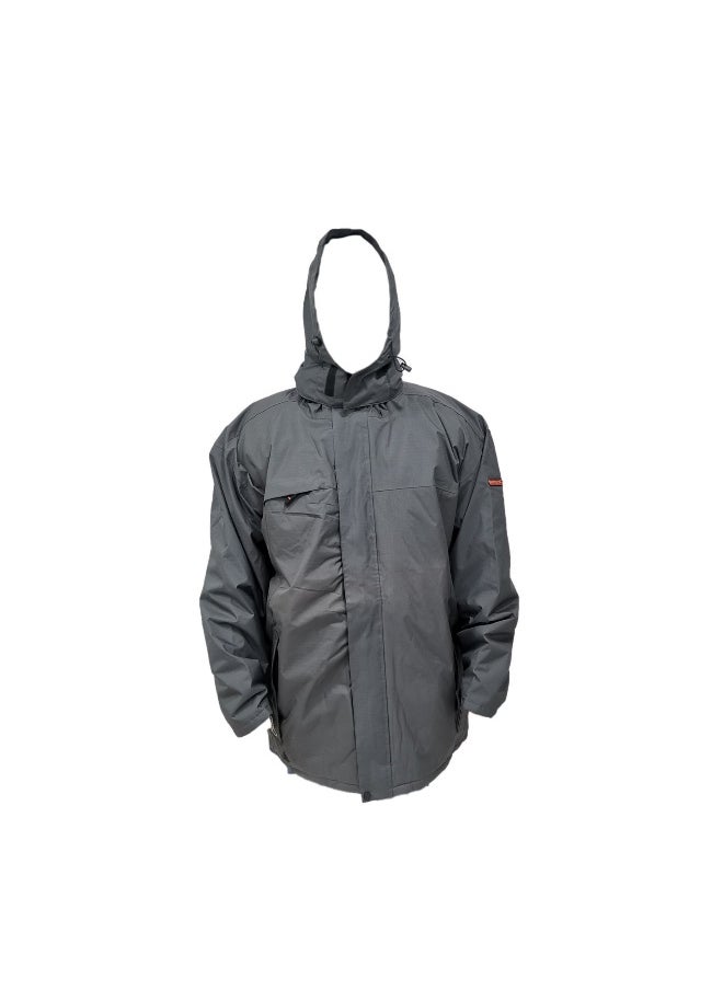 Rain Parka Jacket Duncan Grey – Waterproof, Lightweight Rain Jacket for All-Weather Protection | Size: L