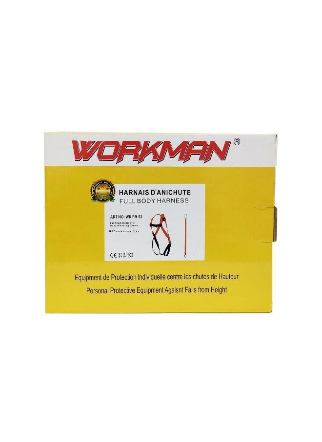 WK PM53 Full Body Safety Harness with Adjustable Chest & Thigh straps with ideally positioned Sit Strap | 1.2 Meter landyard and 1 big Carbiner Hooks | Construction Harness & Fall Protection Gear