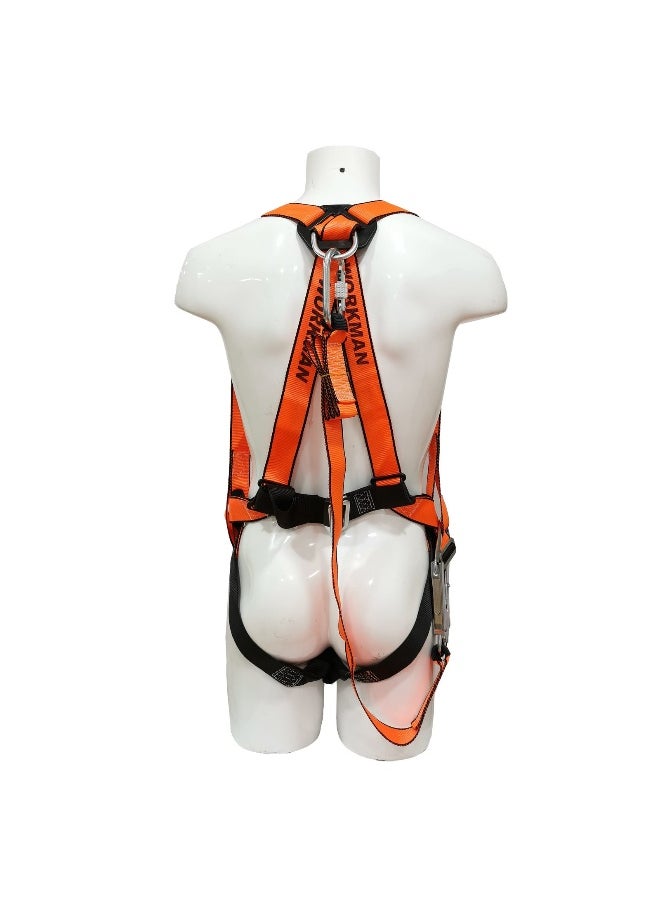 WK PM53 Full Body Safety Harness with Adjustable Chest & Thigh straps with ideally positioned Sit Strap | 1.2 Meter landyard and 1 big Carbiner Hooks | Construction Harness & Fall Protection Gear