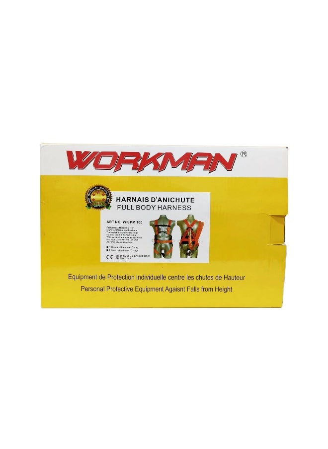 PM100 Full Body Safety Harness with Adjustable Chest & Thigh straps with ideally positioned Sit Strap | 1.2 Meter landyard with shock absorber and 2 big Carbiner Hooks | Construction Harness & Fall Protection Gear