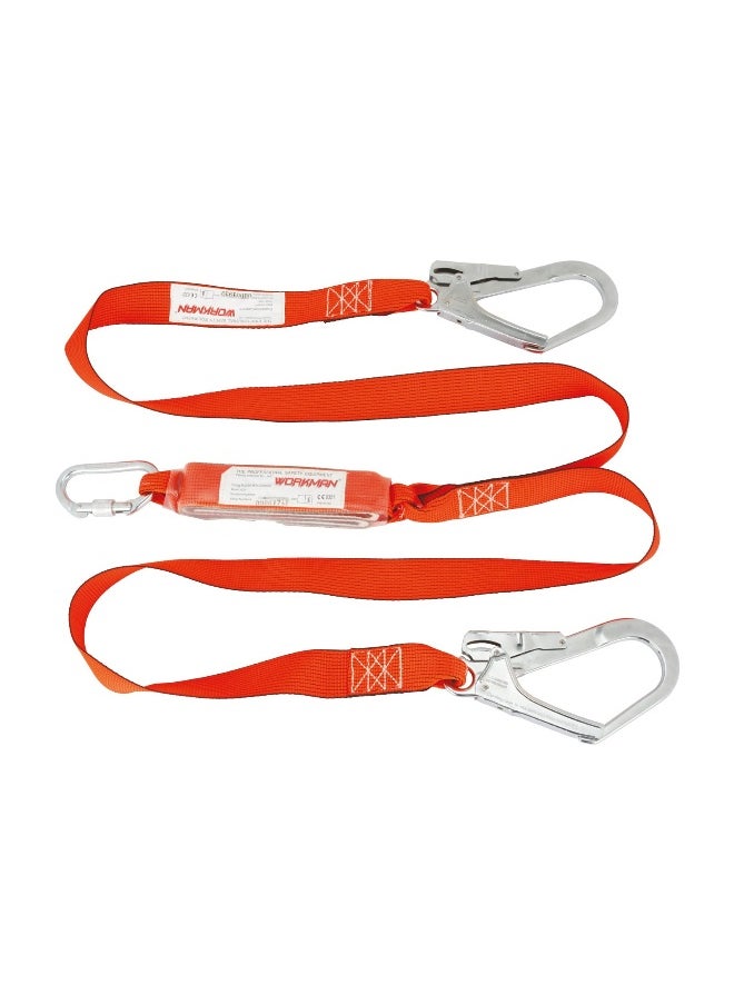 PM52 1.2 Meter landyard with shock absorber and 2 big Carbiner Hooks | Construction Harness & Fall Protection Gear