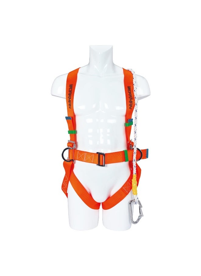 WK08 Fall Arrest Harness with PE Belt with Rope and Small Hook | Safety Harness with Waist Support Construction Harness & Fall Protection