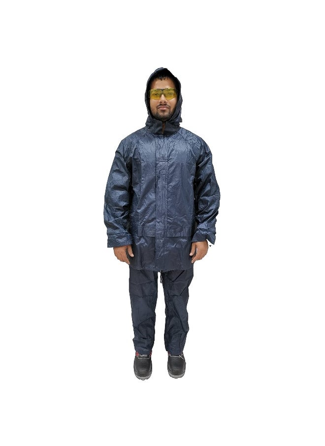 DW02 Waterproof Rain Suit for Men & Women – Full-Body Protection, Windproof, and Lightweight | Navy | Size-3XL