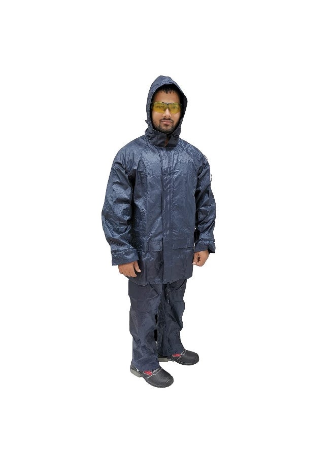 DW02 Waterproof Rain Suit for Men & Women – Full-Body Protection, Windproof, and Lightweight | Navy | Size-3XL