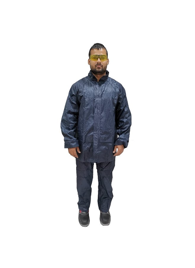 DW02 Waterproof Rain Suit for Men & Women – Full-Body Protection, Windproof, and Lightweight | Navy | Size-3XL