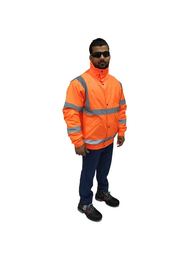 GL-04 Bomber Jacket - High-Visibility Orange Safety Jacket, Size Large – Durable & Weather-Resistant for Work, Outdoor & Industrial Use | Size-S