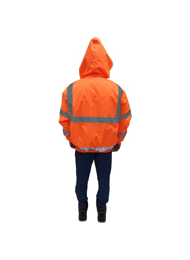 GL-04 Bomber Jacket - High-Visibility Orange Safety Jacket, Size Large – Durable & Weather-Resistant for Work, Outdoor & Industrial Use | Size-S