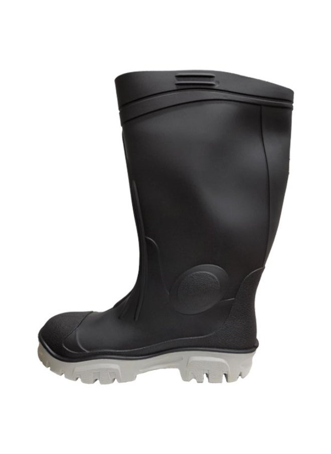 Safety Gumboot with Steel Toe | Heavy Duty -Waterproof, Durable & Slip-Resistant for Industrial Use | Gumboots for Men | Black Grey | Size-46