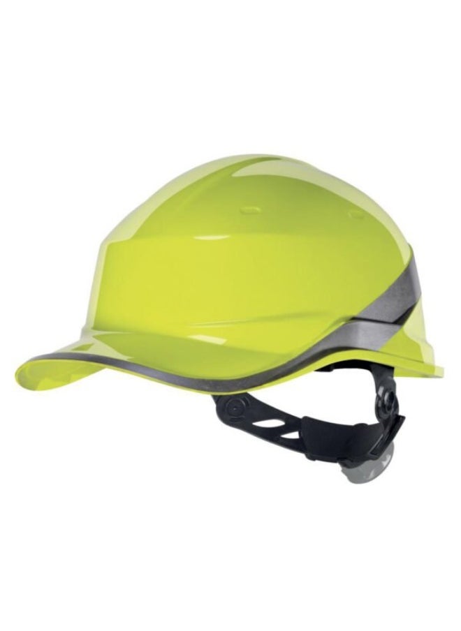 Diamond V Safety Helmet with Reflective Strip for Construction & Outdoor Activities | Adjustable Chin Strap & Ratchet Type Adjustment | Lightweight, Comfortable & Durable Hard Hat | Yellow