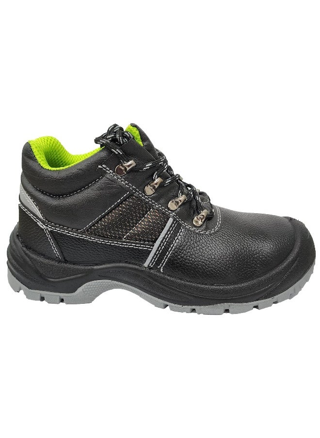 Comet Black Leather Safety Shoes for Men | Antistatic, Anti-Slip, Oil & Heat Resistant | Double Density with Steel Toe | Size-45